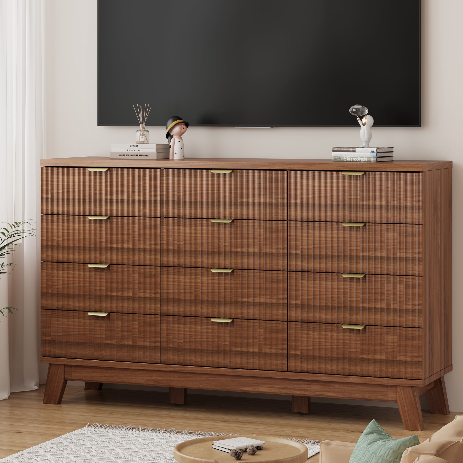 Linear Fluted 12-Drawer Storage Dresser