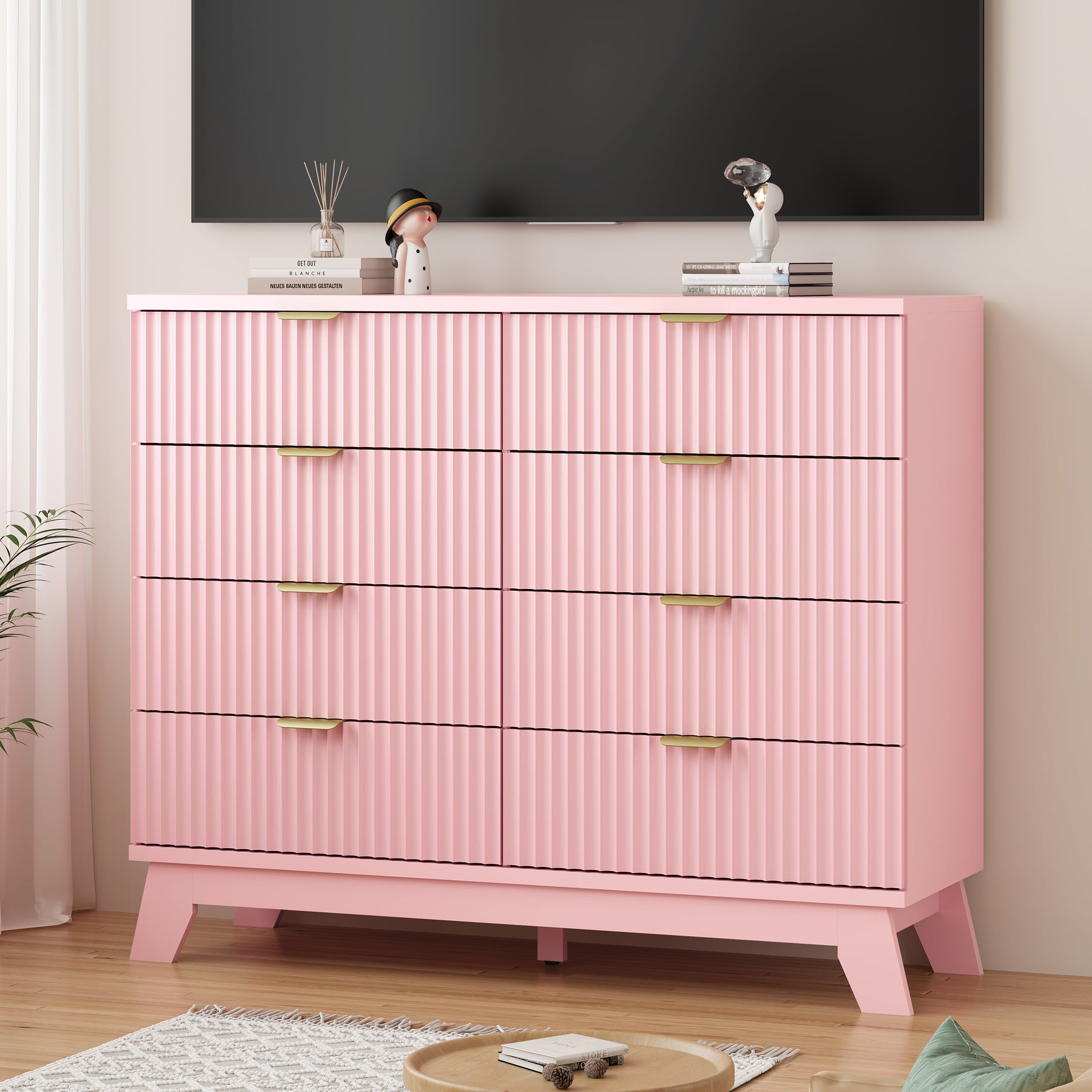 Linear Fluted 8-Drawer High Dresser