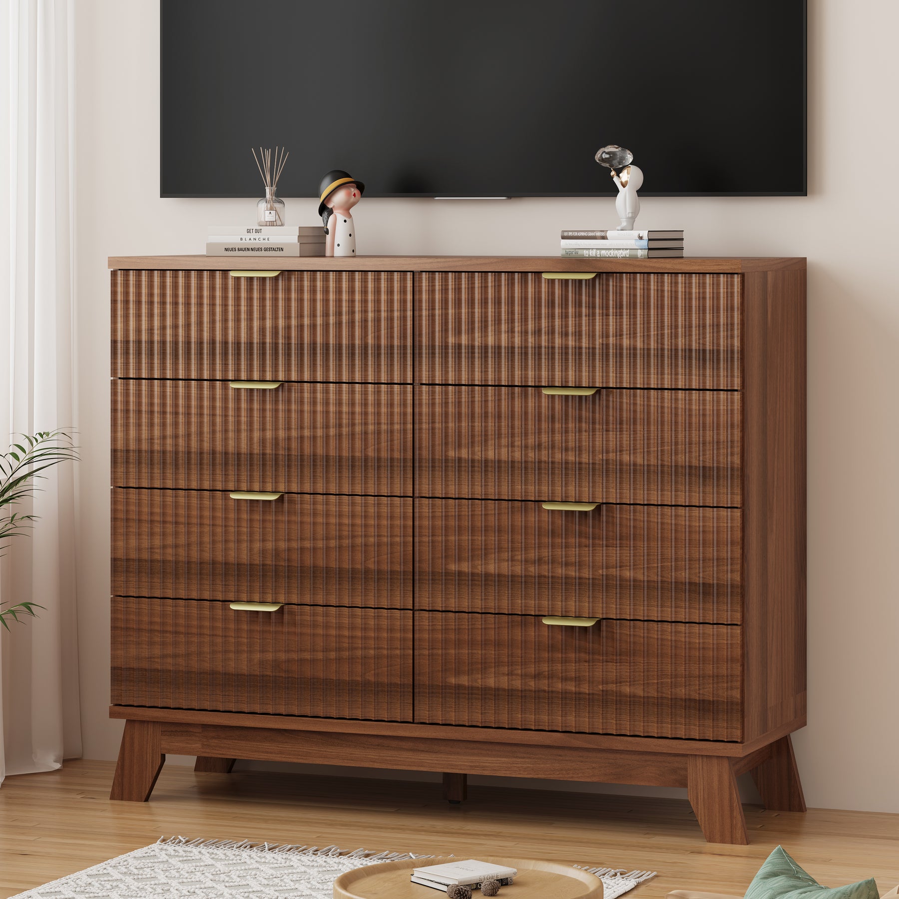 Linear Fluted 8-Drawer High Dresser