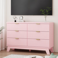 Linear Fluted 6-Drawer Wide Dresser