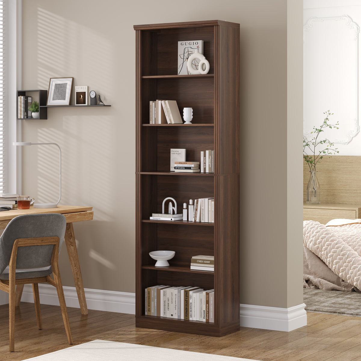 Tall Bookshelf, 6-Tier Bookcase