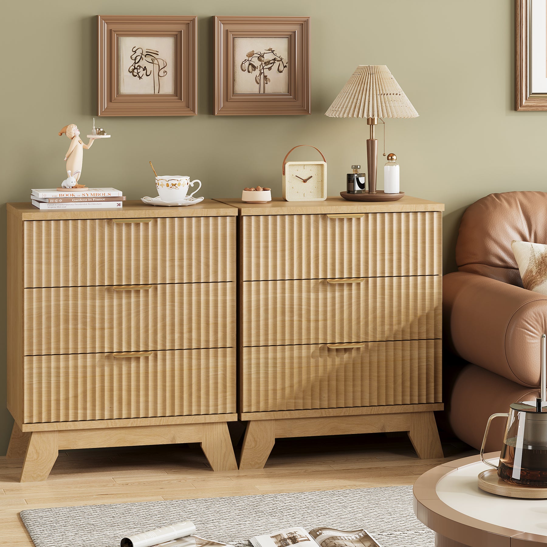 Linear Fluted 3-Drawer Nightstand