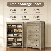 Ashford 5-Drawer Tall Dresser with Modern Bedroom Storage & Metal Handles | ANYMAPLE
