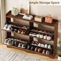 Wave-Edge Fluted Shoe Cabinet with 4 Flip Drawers