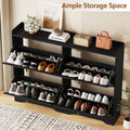 Wave-Edge Fluted Shoe Cabinet with 4 Flip Drawers