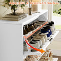 Elora white flip-drawer shoe cabinet with adjustable removable dividers