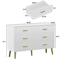 Anymple 6-Dresser with LED Lights, Modern Large Capacity Storage Cabinet, Living Room, Hallway