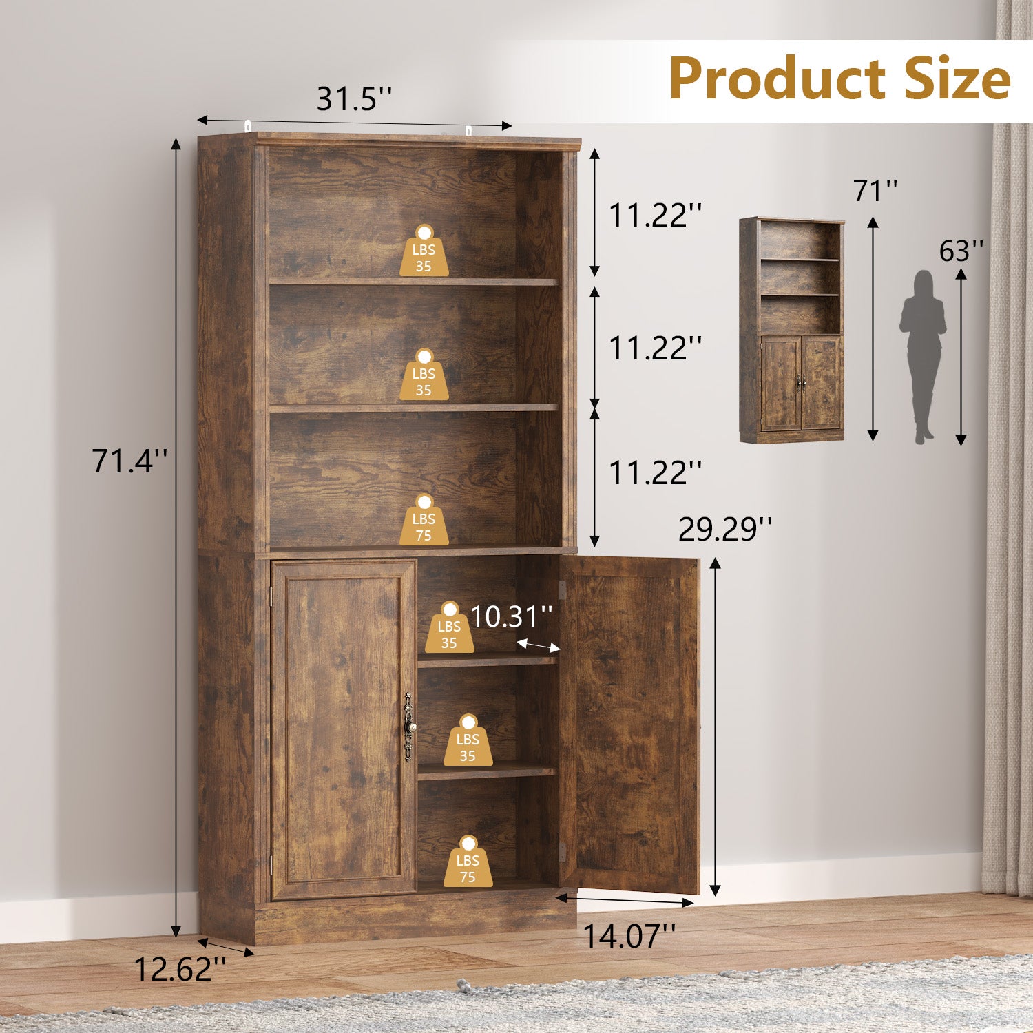 Marlowe 72'' Tall Bookcase with Doors