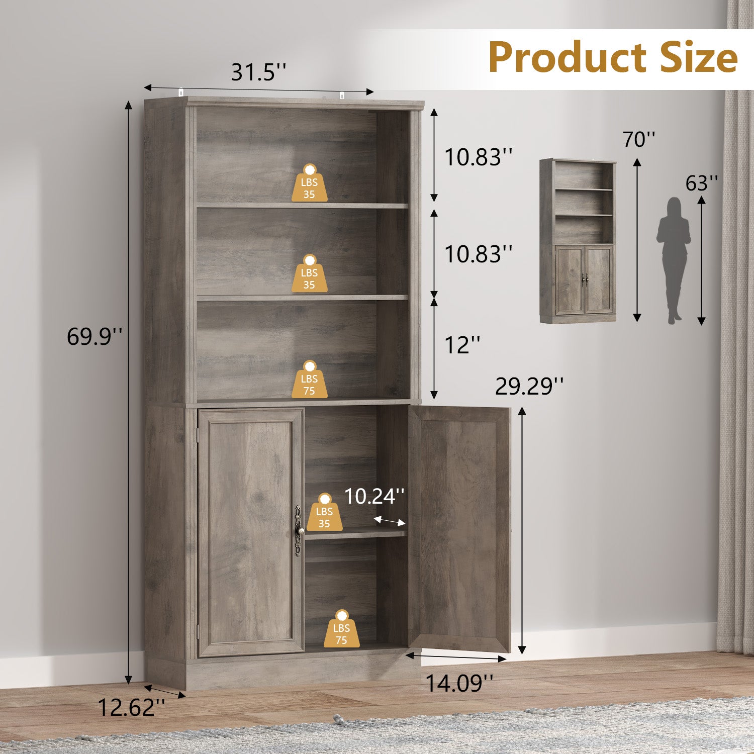 Marlowe 72'' Tall Bookcase with Doors