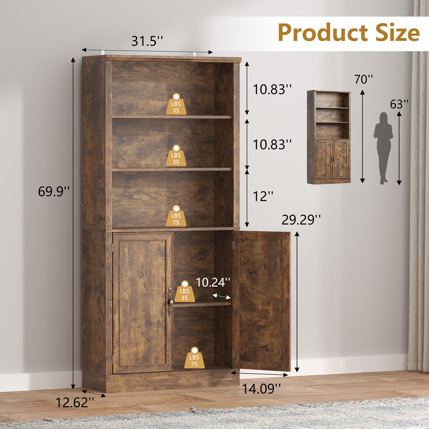 Marlowe 72'' Tall Bookcase with Doors