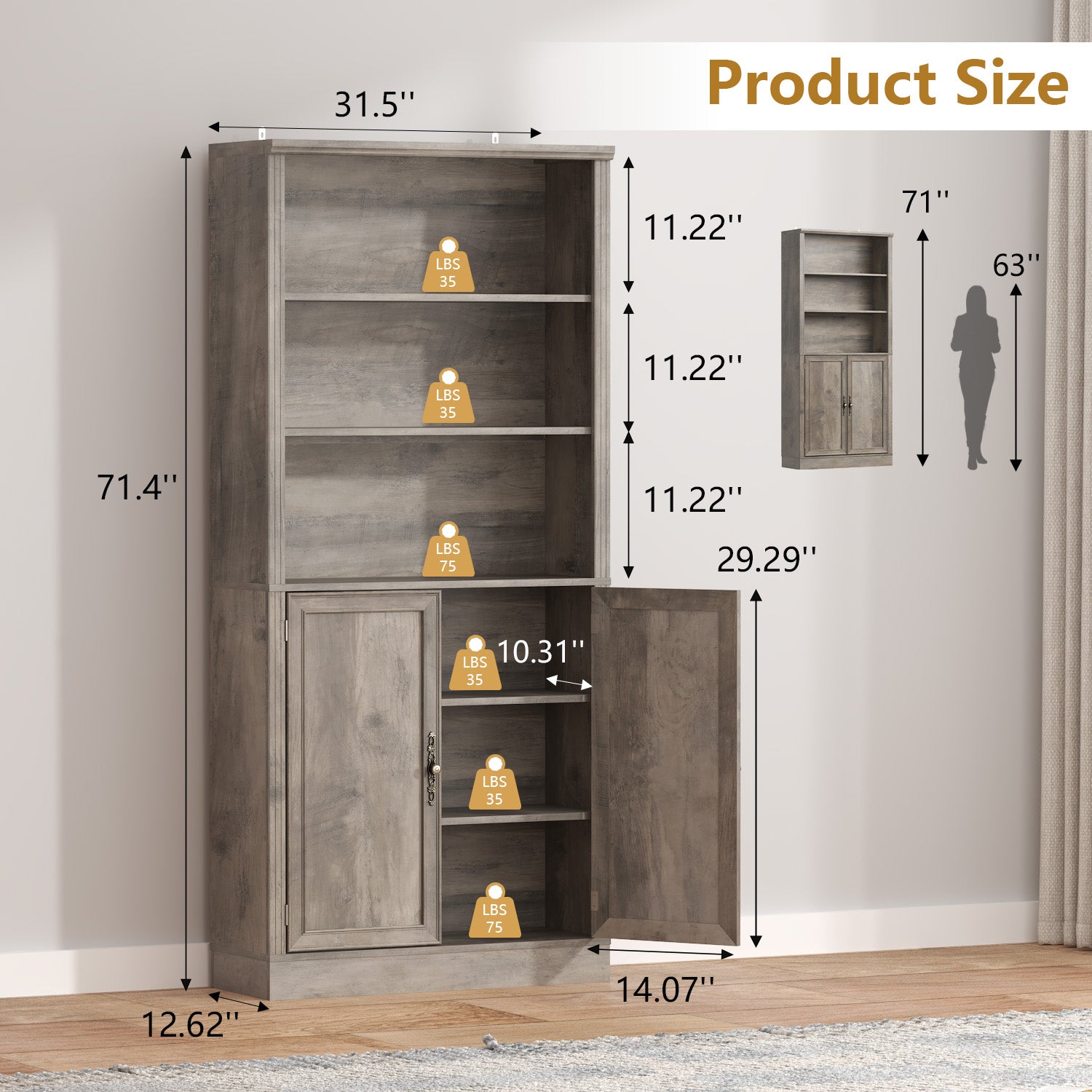 Marlowe 72'' Tall Bookcase with Doors