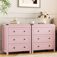 Farmhouse Nightstand with 3 Drawers – Wood Bedside Table