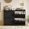 Wave-Edge Fluted Shoe Cabinet with 4 Flip Drawers