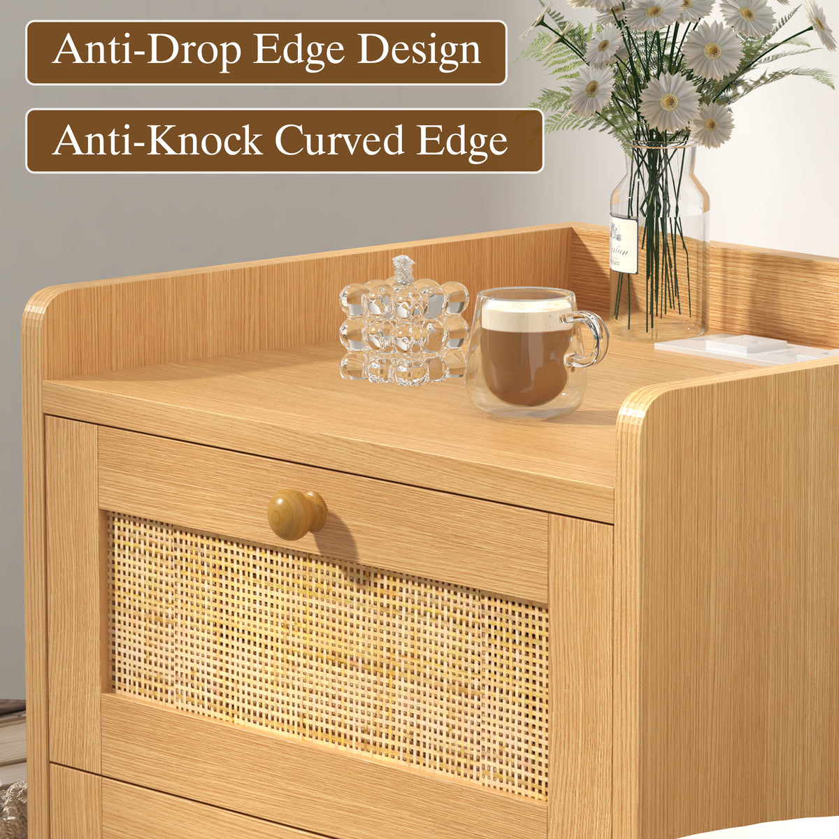 Caneva Nightstand with Charging Station