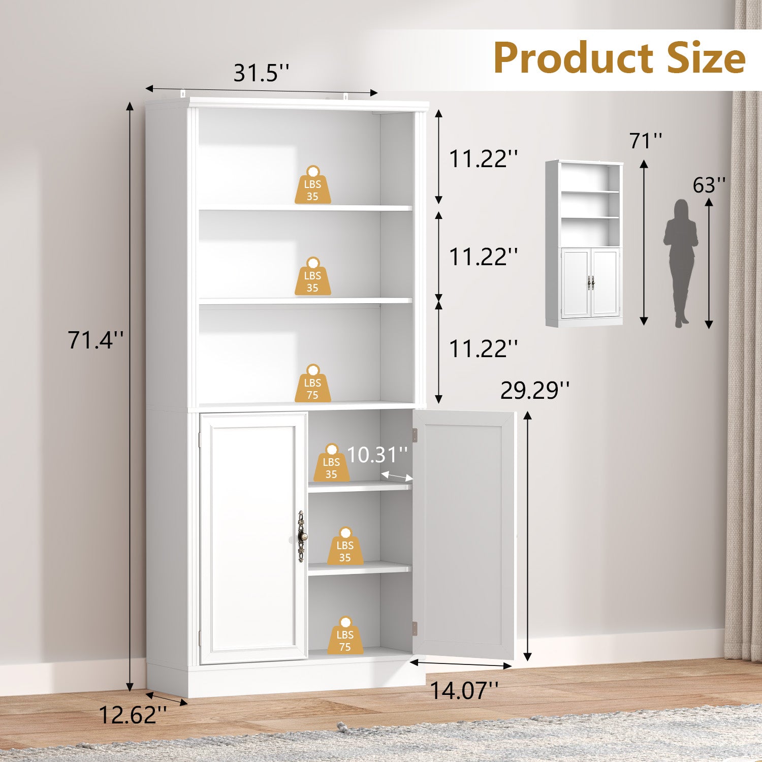 Marlowe 72'' Tall Bookcase with Doors