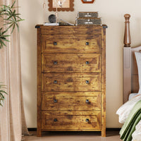 Ashford 5-Drawer Tall Dresser with Modern Bedroom Storage & Metal Handles | ANYMAPLE