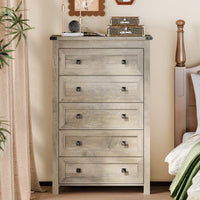 Ashford 5-Drawer Tall Dresser with Modern Bedroom Storage & Metal Handles | ANYMAPLE
