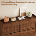 Wave-Edge Fluted Shoe Cabinet with 4 Flip Drawers