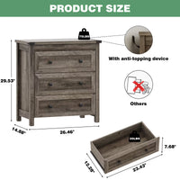 Farmhouse Nightstand with 3 Drawers – Wood Bedside Table