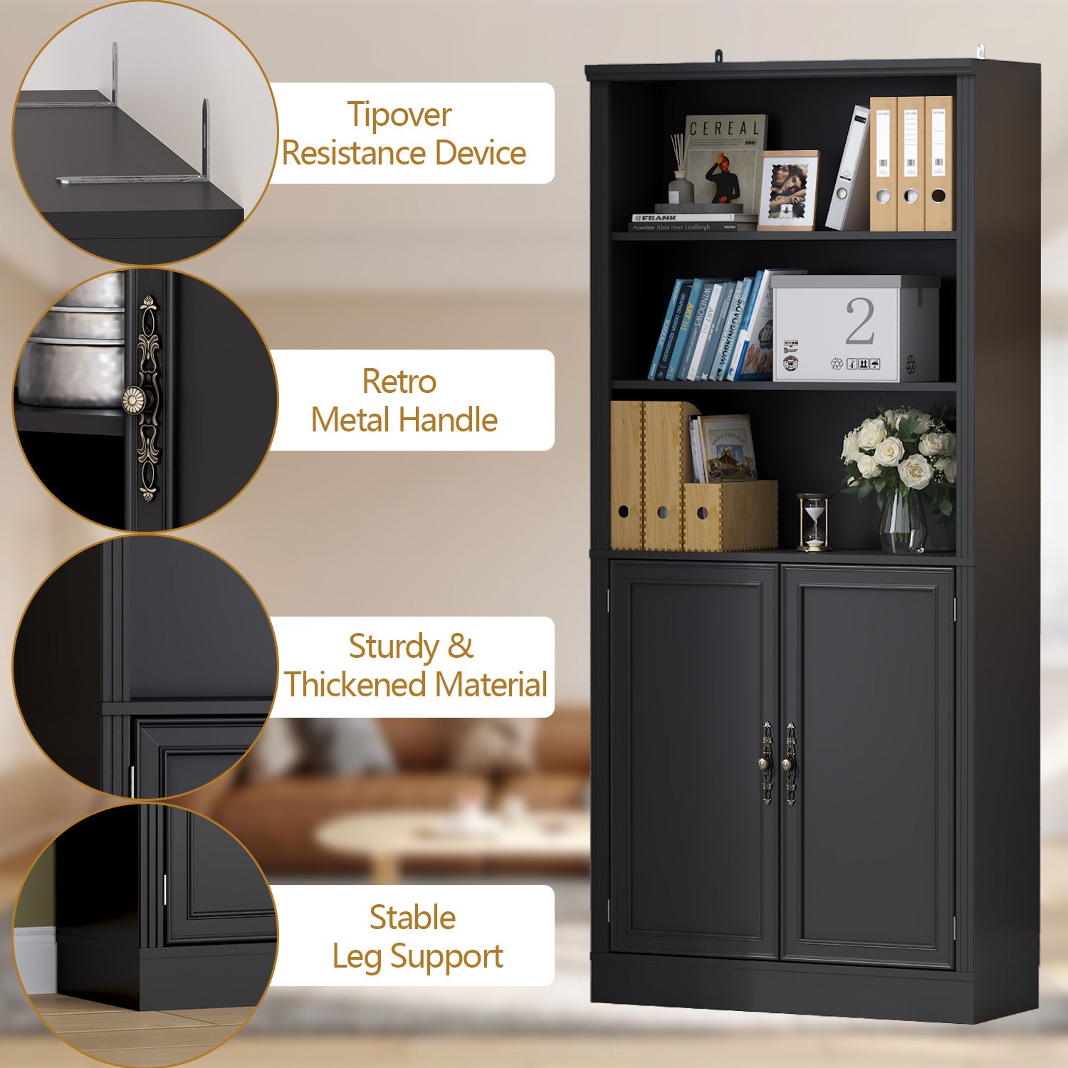Marlowe 72'' Tall Bookcase with Doors