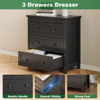 Farmhouse Nightstand with 3 Drawers – Wood Bedside Table