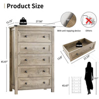 Ashford 5-Drawer Tall Dresser with Modern Bedroom Storage & Metal Handles | ANYMAPLE