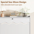 Wave-Edge Fluted Shoe Cabinet with 4 Flip Drawers