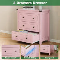 Farmhouse Nightstand with 3 Drawers – Wood Bedside Table