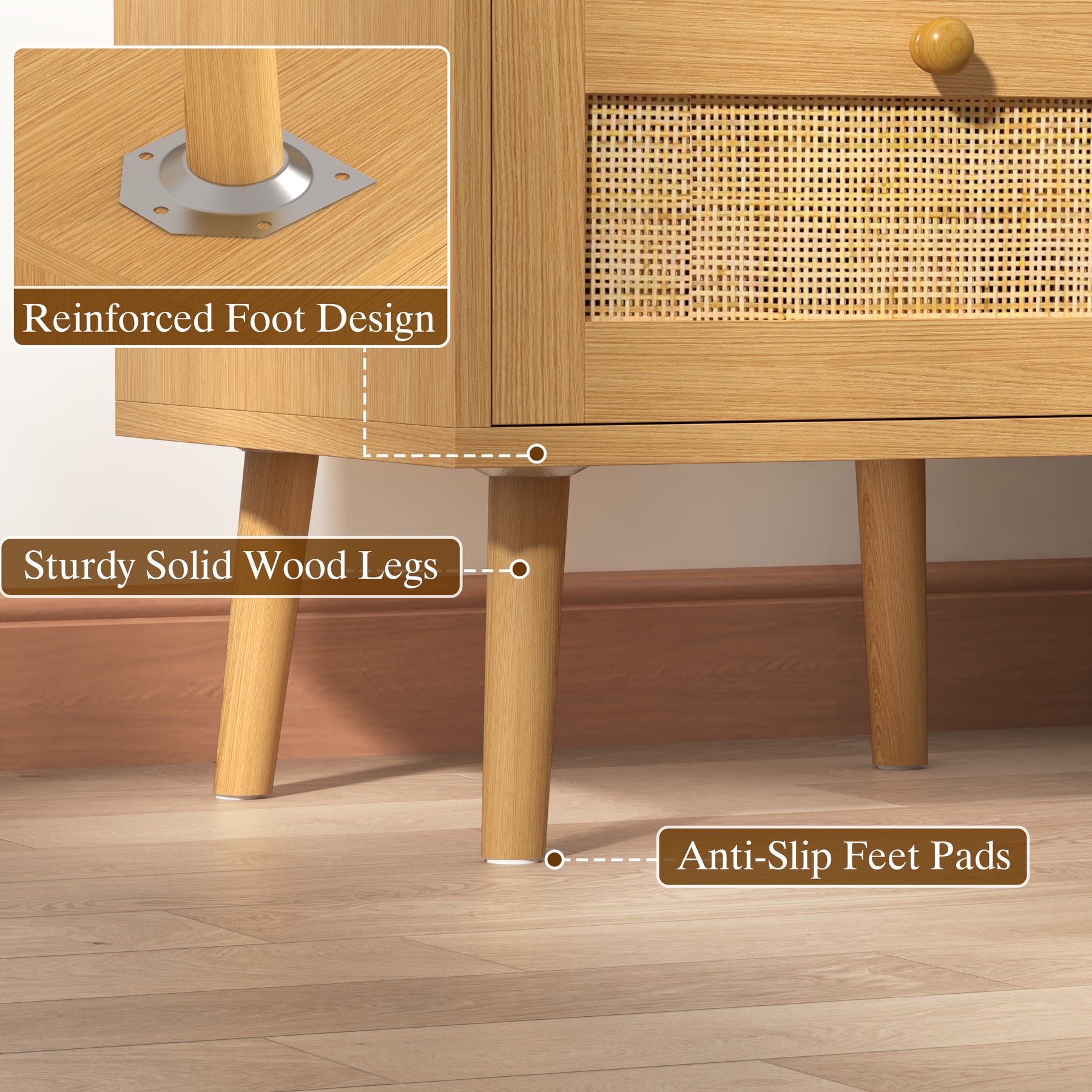 Caneva Nightstand with Charging Station