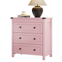 Farmhouse Nightstand with 3 Drawers – Wood Bedside Table