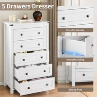 Ashford 5-Drawer Tall Dresser with Modern Bedroom Storage & Metal Handles | ANYMAPLE