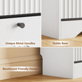 Wave-Edge Fluted Shoe Cabinet with 4 Flip Drawers