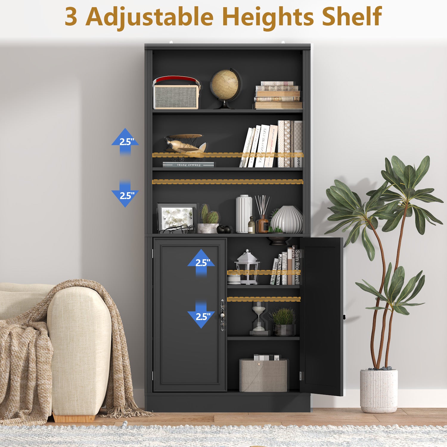 Marlowe 72'' Tall Bookcase with Doors