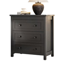 Farmhouse Nightstand with 3 Drawers – Wood Bedside Table