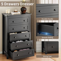 Ashford 5-Drawer Tall Dresser with Modern Bedroom Storage & Metal Handles | ANYMAPLE