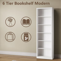 Tall Bookshelf, 6-Tier Bookcase