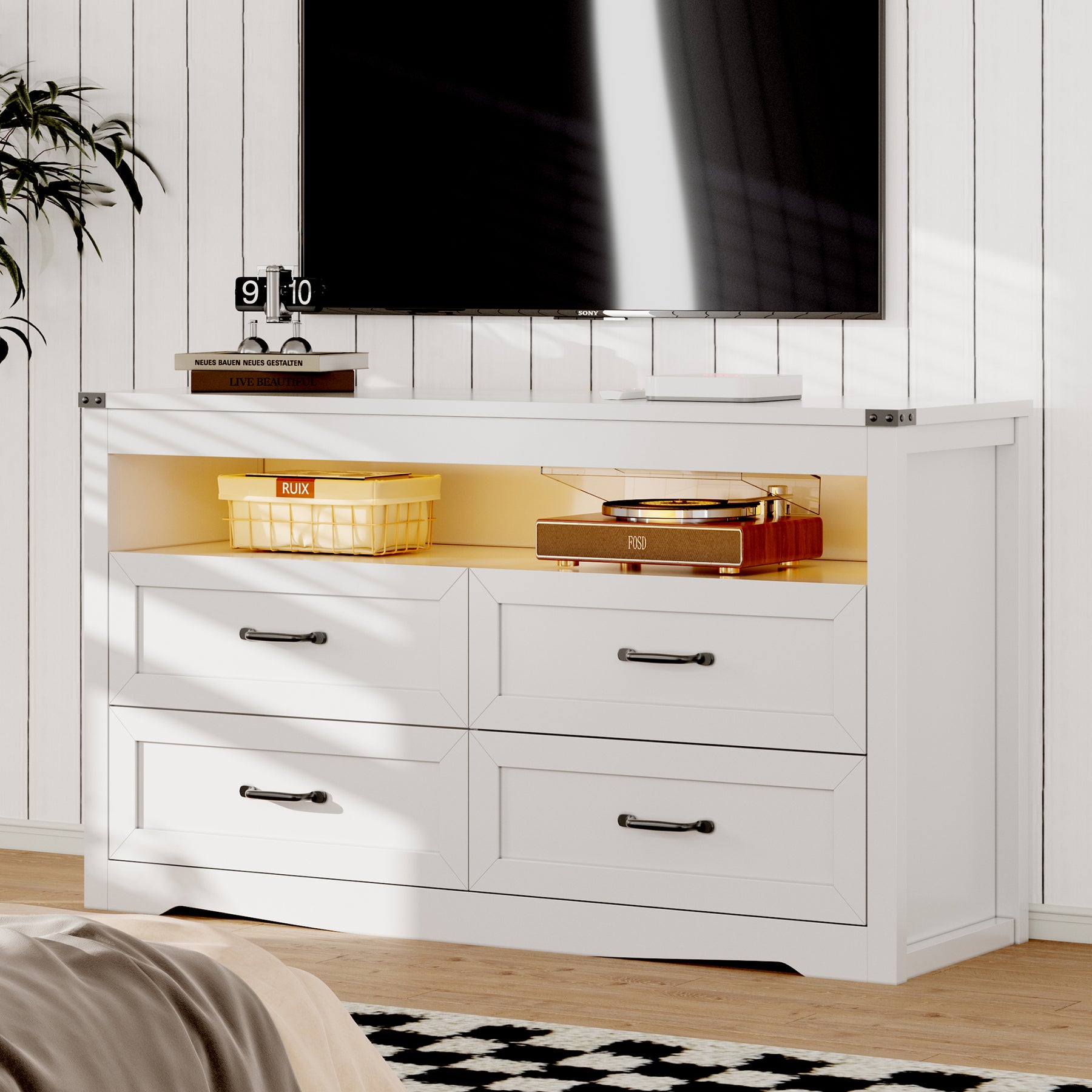 Liora 47" Four-Drawer Dresser with LED Shelf