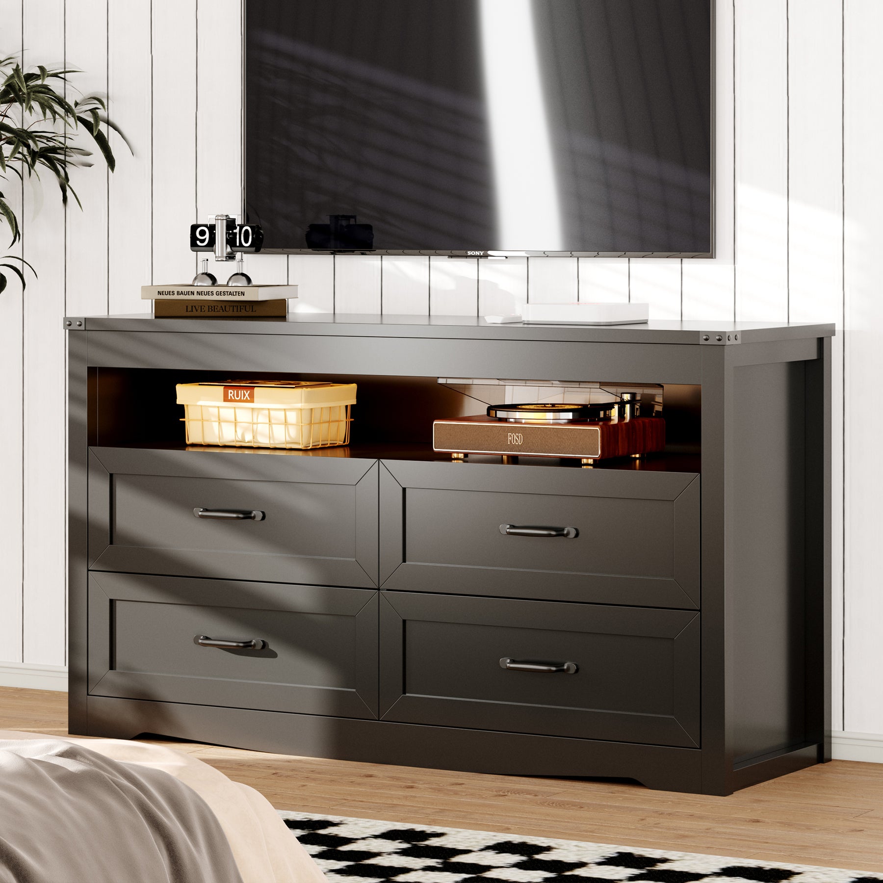 Liora 47" Four-Drawer Dresser with LED Shelf