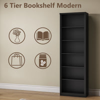Tall Bookshelf, 6-Tier Bookcase