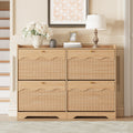 Wave-Edge Fluted Shoe Cabinet with 4 Flip Drawers