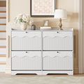 Wave-Edge Fluted Shoe Cabinet with 4 Flip Drawers