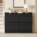 Wave-Edge Fluted Shoe Cabinet with 4 Flip Drawers