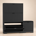 Linea Shoe Cabinet with 3 Flip Drawers & Bench