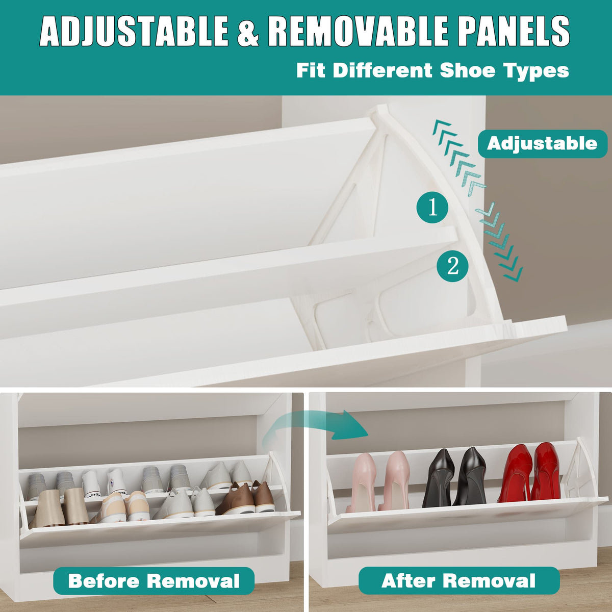 Shoe Cabinet for Entryway with 3 Flip Drawers