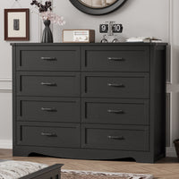Anymaple Marlow Collection Black 8-drawer tall dresser with deep storage drawers and black metal handles, bedroom main view