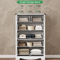 Anymaple Marlow Collection White 6-drawer tall dresser with deep storage drawers and black metal handles, ample storage space