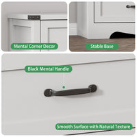Anymaple Marlow Collection White 6-drawer wide dresser with deep storage drawers and black metal handles, ample storage space