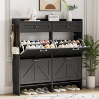 Anymaple Newport Black 4-door shoe cabinet, hidden shoe storage that keeps footwear out of sight and reduces clutter