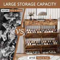 Anymaple Newport Brown 4-door shoe cabinet, 4-door shoe cabinet for entryway shoe storage