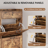 Anymaple Newport Brown 4-door shoe cabinet, large capacity shoe organizer cabinet for family footwear